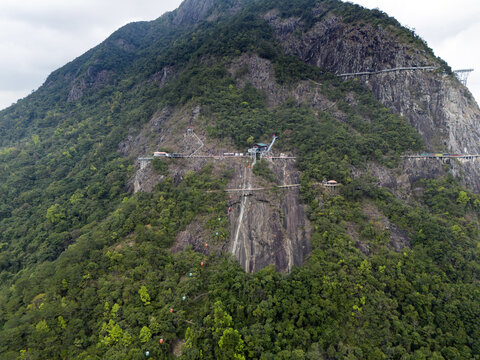 信宜石根山登山缆车无人机航拍