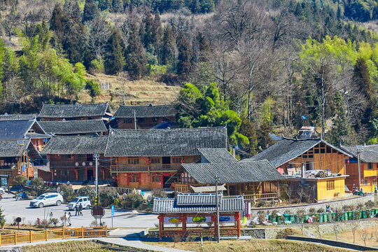 瑶族古寨梯田风景古寨建筑