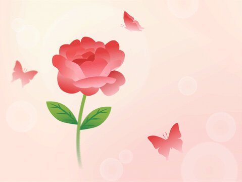 婦女節(jié)海報背景玫瑰蝴蝶