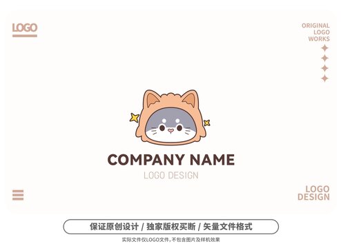 原创卡通头套猫咪logo