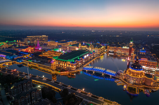 江阴飞马水航拍城夜景