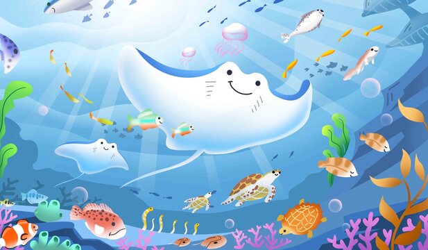 海底世界卡通插畫設(shè)計