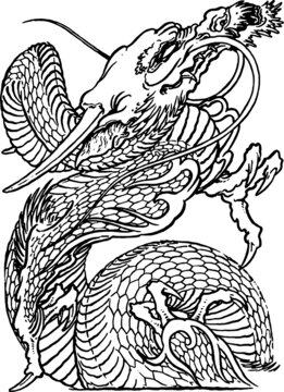 矢量白描傳統(tǒng)龍