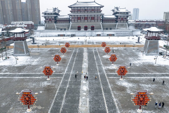 河南洛阳城市风光雪景