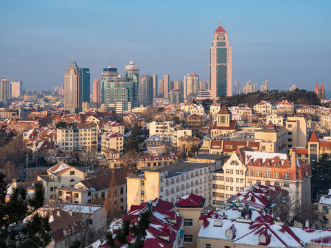 超高清青岛城市风光雪景