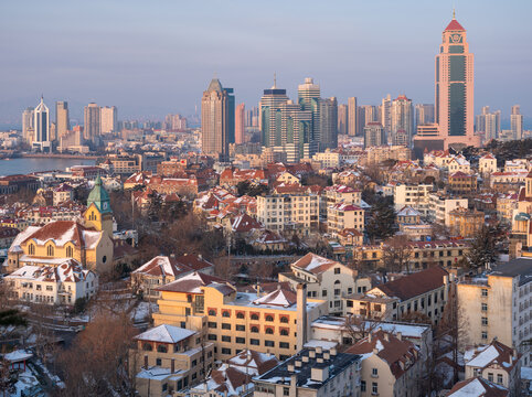 超高清青岛城市风光雪景