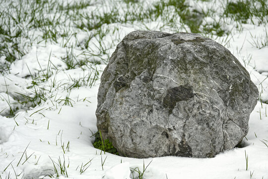 雪地里的景观石