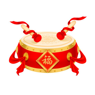 喜慶紅色傳統(tǒng)鼓打鼓素材
