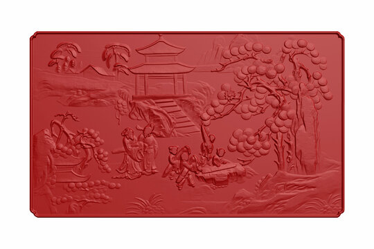 百子圖花紋圖案雕刻