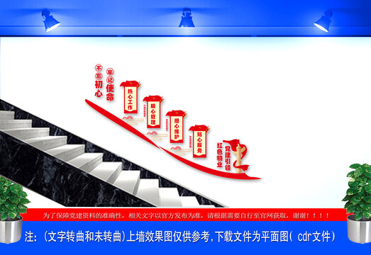 红色物业楼梯文化墙