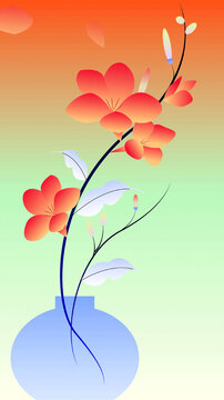 小滿漸變花卉海報