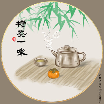 禅茶茶室装饰画