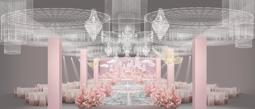 粉色城堡水晶婚礼
