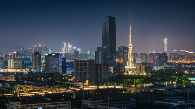 苏州吴中区CBD地标夜景