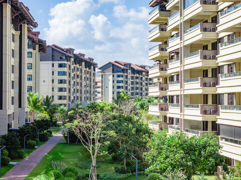 高端住宅小区园林景观航拍