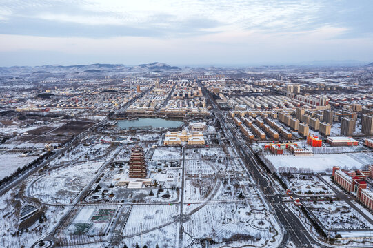 山亭城区雪景