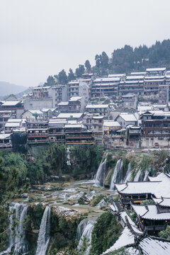 芙蓉镇的雪景