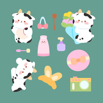 小牛动物化妆品贴纸