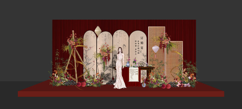 中式訂婚布置效果圖
