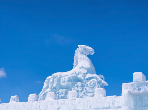 冰雪节冰雕蒙古马