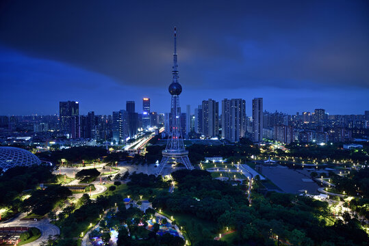 佛山电视塔城市建筑风光夜景