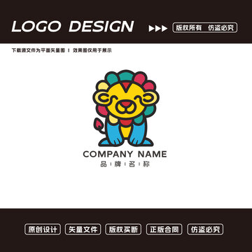 卡通狮子logo标志