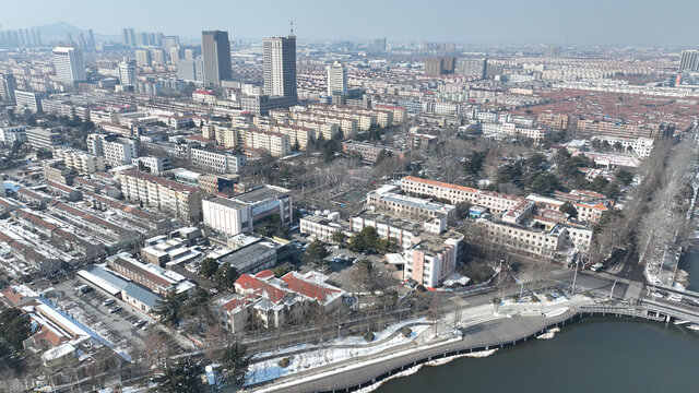 青岛即墨墨河公园冬季雪景