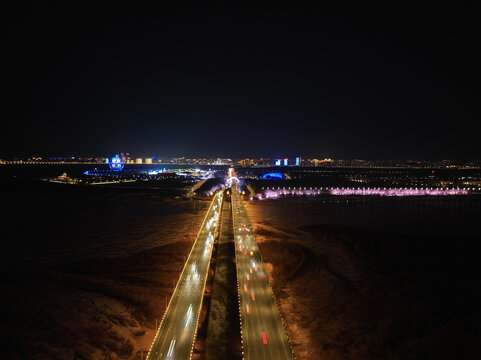 哈尔滨松花江公路大桥夜色