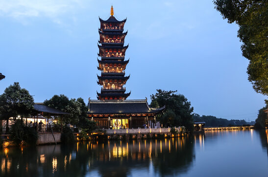 浙江乌镇西栅夜景