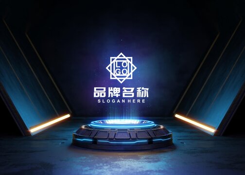 蓝色科技行业LOGO样机