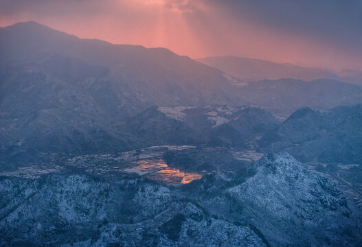 浙江丽水莲都东西岩景区雪后景色