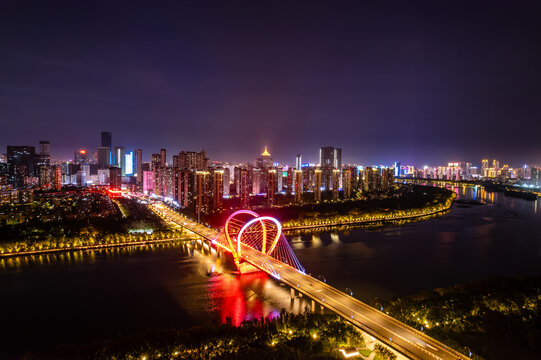 中国辽宁沈阳浑河三好桥夜景