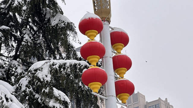 雪景灯笼