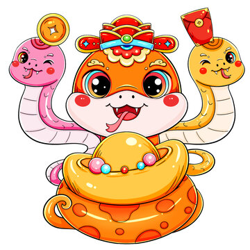 國潮新年春節(jié)蛇年恭喜發(fā)財元素