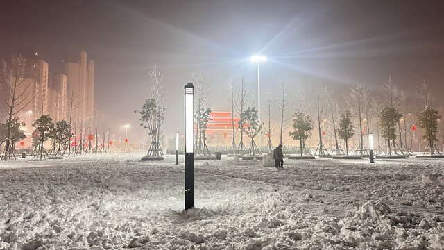 夜晚雪景