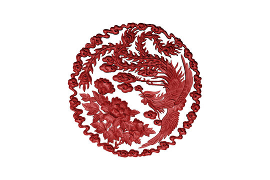 鳳花紋圖案雕刻