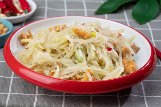 蘿卜炒油渣