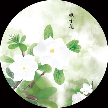 手繪水彩枙子花