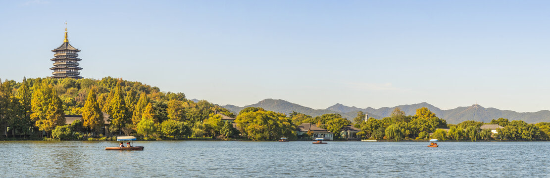 杭州西湖风光全景