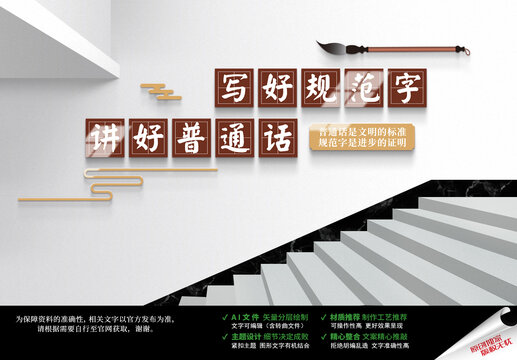 講普通話寫規(guī)范字樓梯文化墻