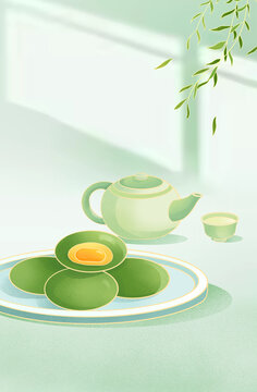 簡約創(chuàng)意清明節(jié)氣寒食節(jié)插畫