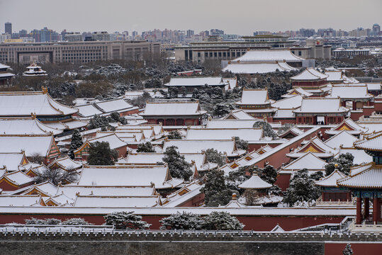 北京景山故宫雪景