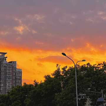 城市的黄昏日落夕阳