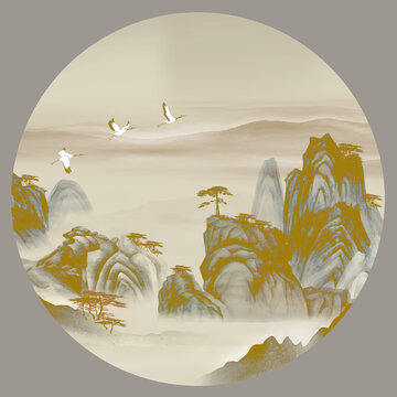 新中式轻奢山水壁画
