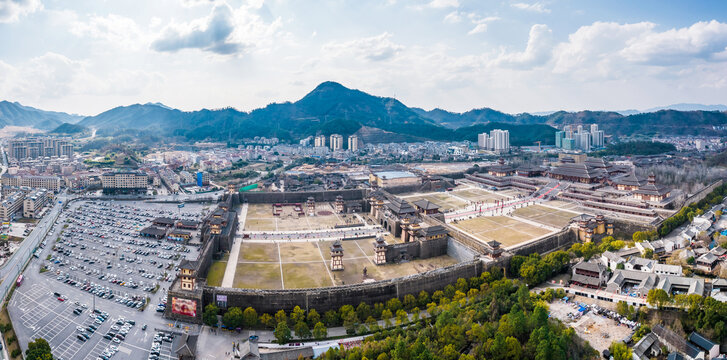 横店影视城秦王宫景区航拍