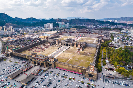 横店影视城秦王宫景区航拍