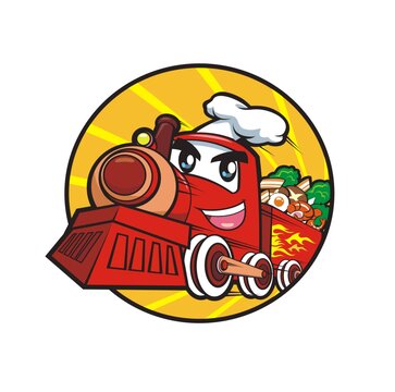 卡通可愛火車頭廚師頭像矢量圖