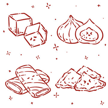 鱼豆腐蟹籽包蟹排燕饺线稿