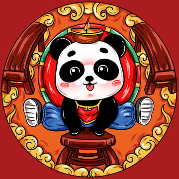 國潮熊貓滾燈