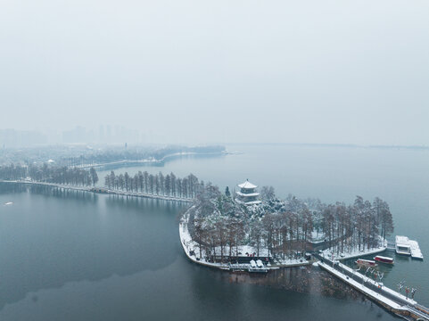 武汉东湖风景区雪景风光